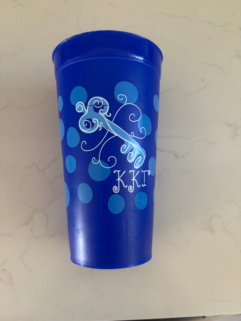 KKG Blue Polka Dot Tumbler with Decorative Key and Monogram